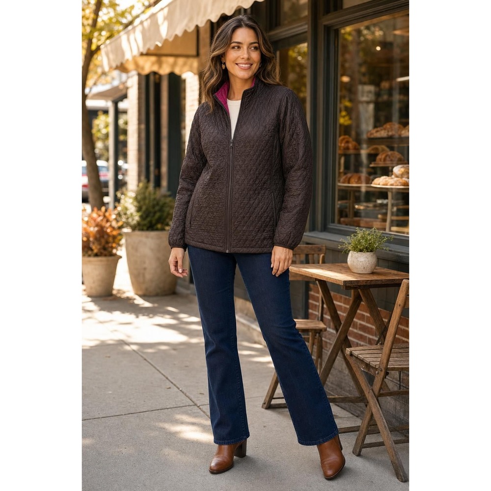 Lands' End PrimaLoft Quilted Jacket Women's 1X Brown Lightweight